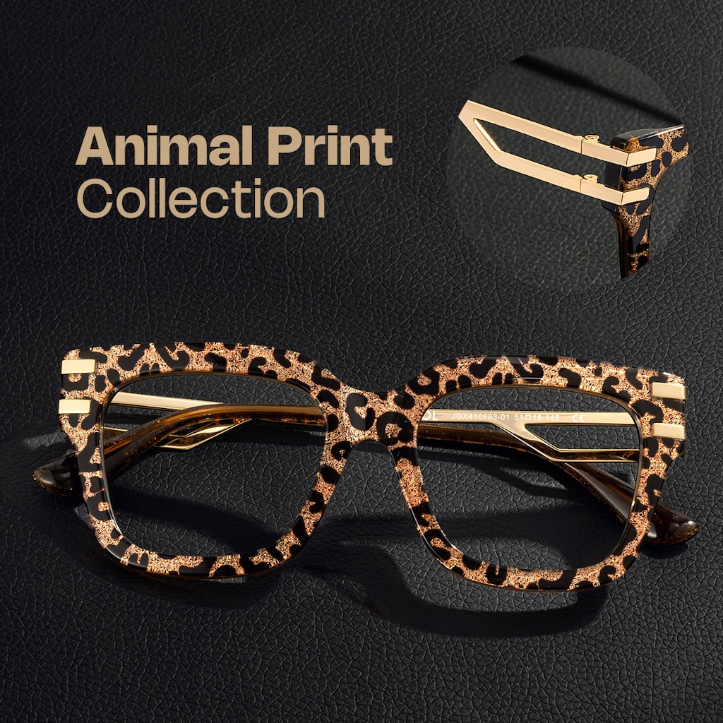 Lidia Square Leopard Glasses