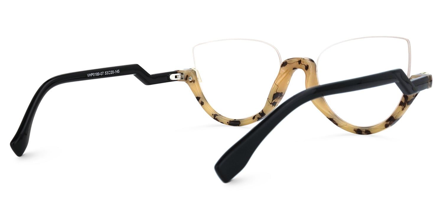Felicia Cateye Tortoise Eyeglasses and Clear Half-Frames3