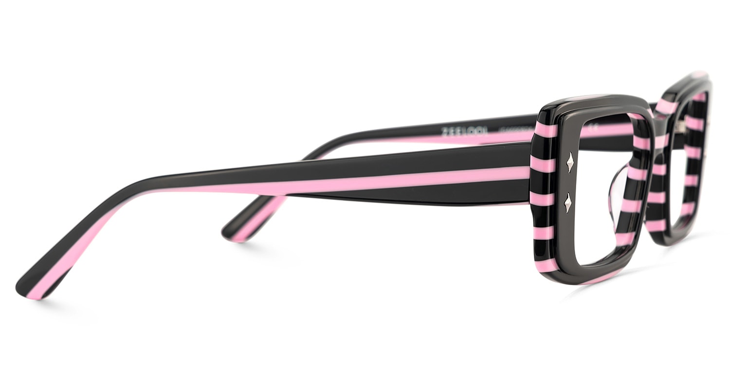 Gleam Rectangle Black Pink Glasses4