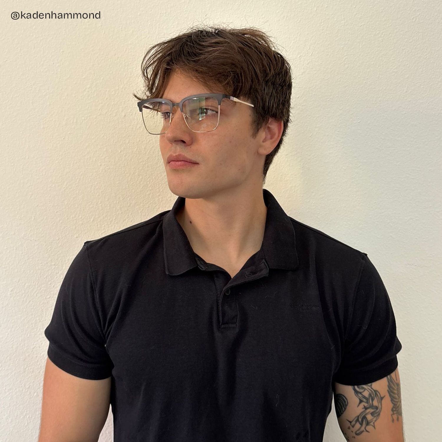 Cleo Black Gold Frame Glasses with Browline Frame Online | ZEELOOL8