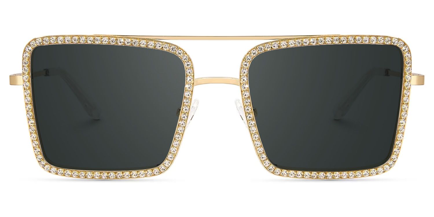 Diva Frame Glasses, Gold Glitter Sparkle Square Sunglasses0