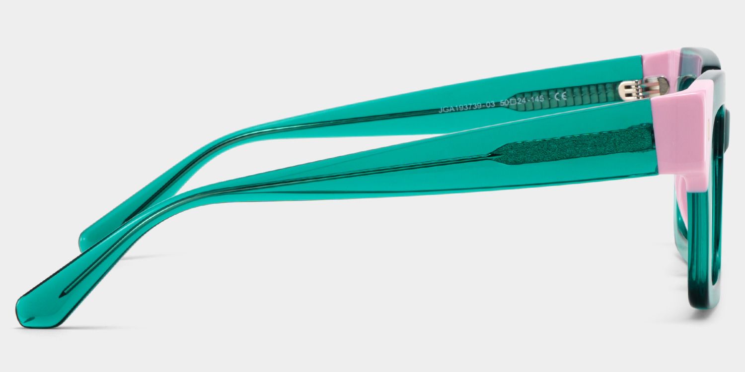 Square Green Pink Eyeglasses- Sarah Acetate Frame Glasses4