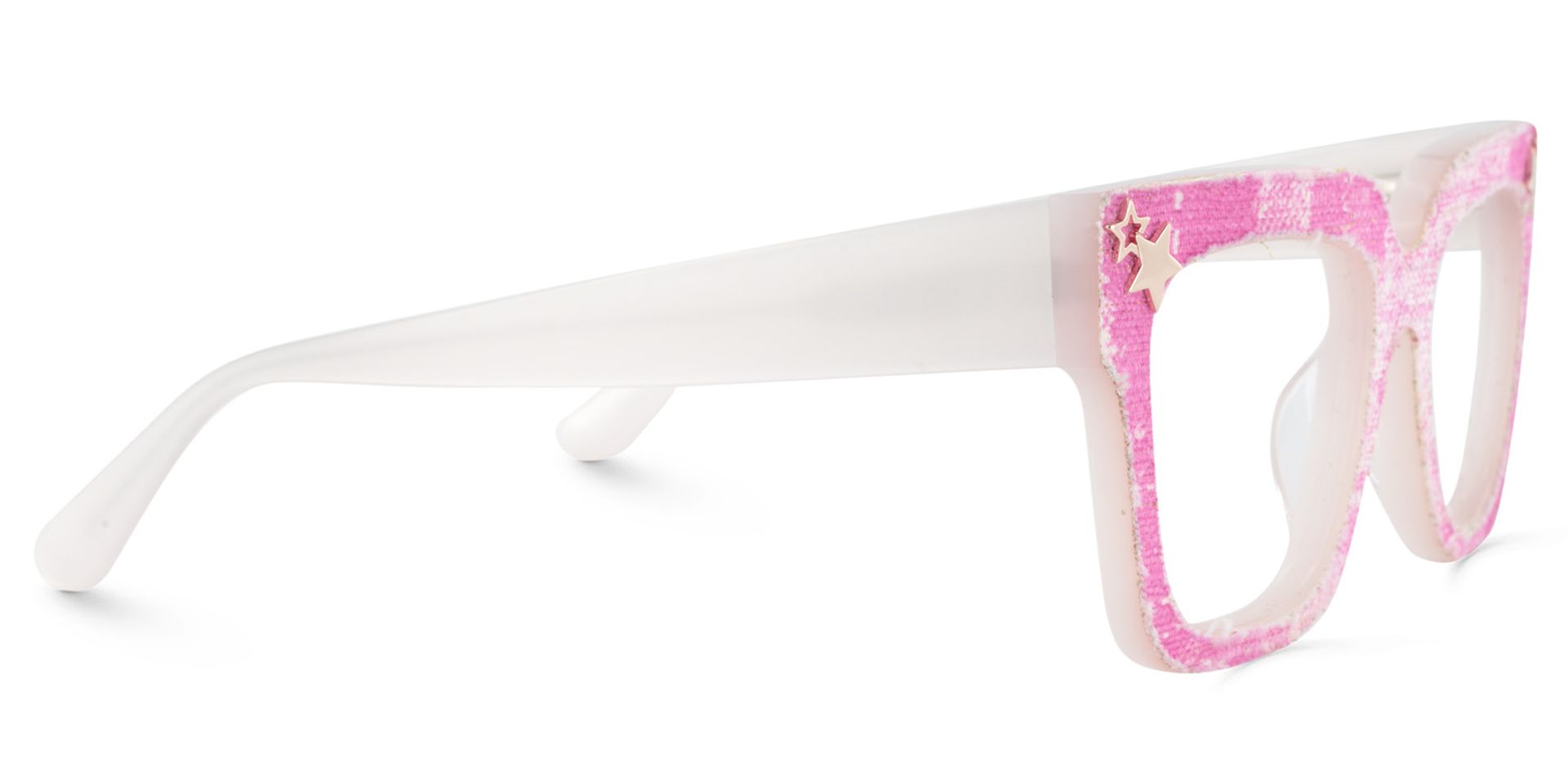 Teresita Thick Pink Denim Glasses in Square Design | Zeelool4