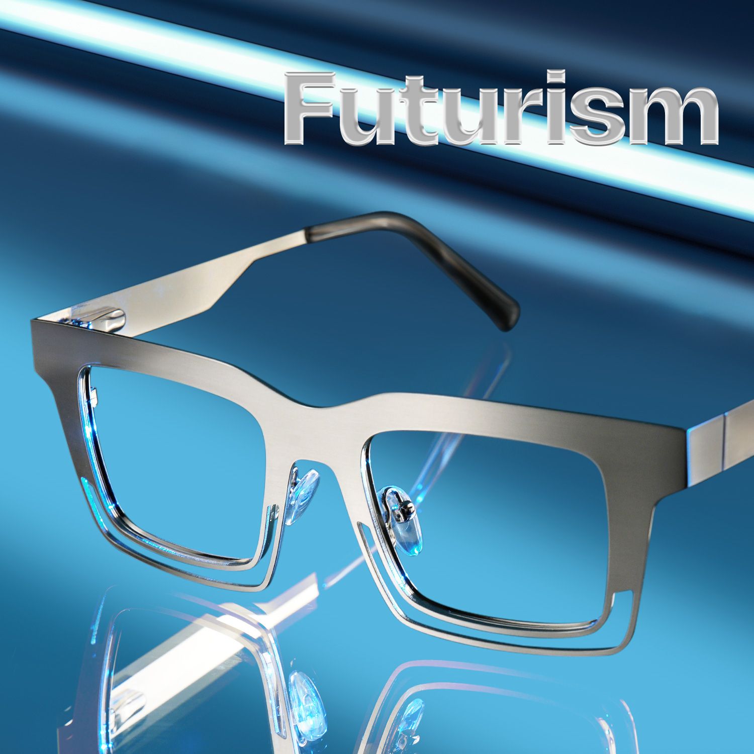 Evan Rectangle Silver Frame Eyeglasses for Males | Zeelool0