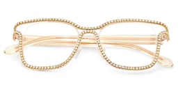 Shine Square Gold White Glasses2