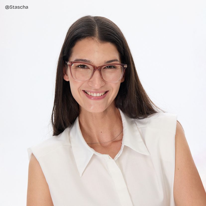 Eliot Clear Pink Rectangle Glasses