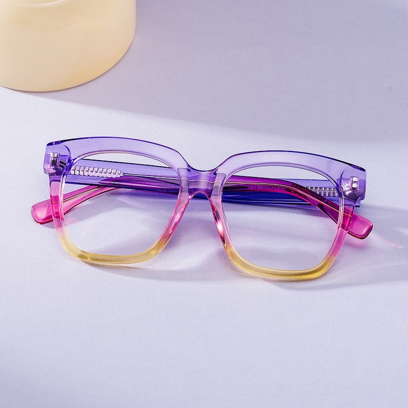 ZEELOOL Xion Square Pink-Yellow Glasses