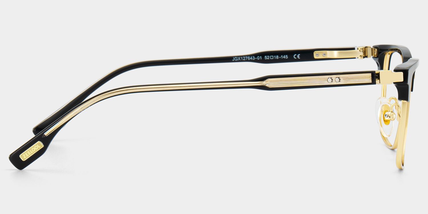 Audrey Black Eyeglasses with Gold Trim in Browline Shape | ZEELOOL