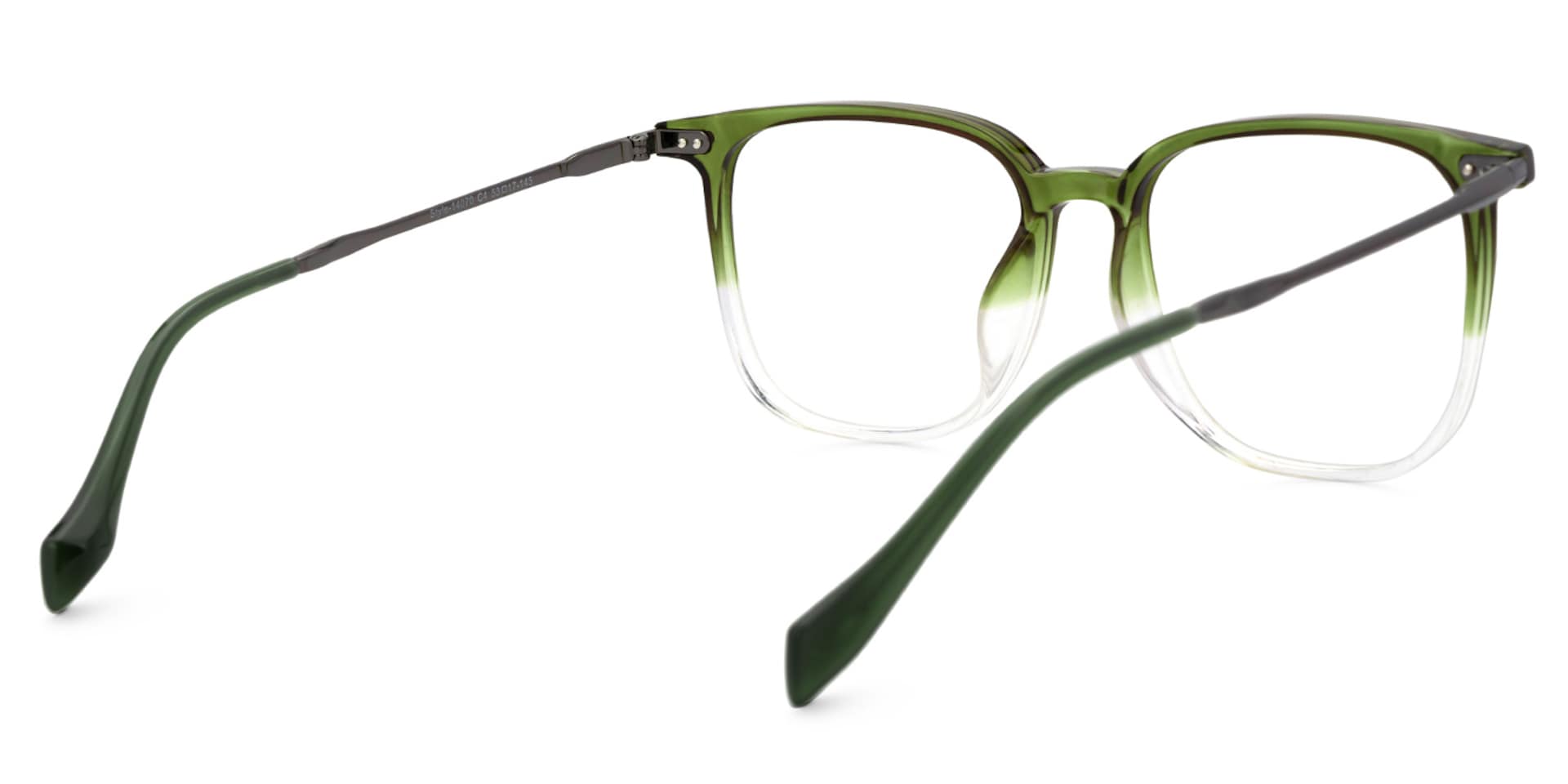 Mullen Square Thin Green-Clear Gradient Frame Glasses3