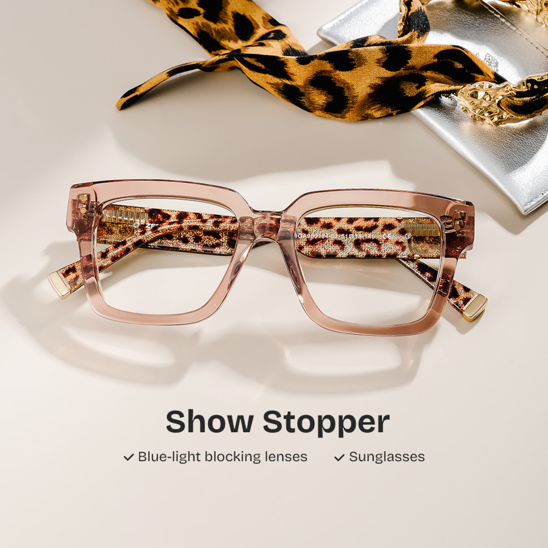 Caius Champagne Frame Glasses with Square Frame Online | ZEELOOL2