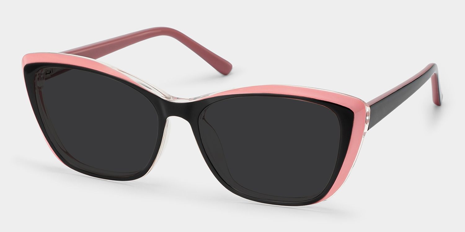 Fidelia Cat Eye Black Sunglasses and Pink Edge2