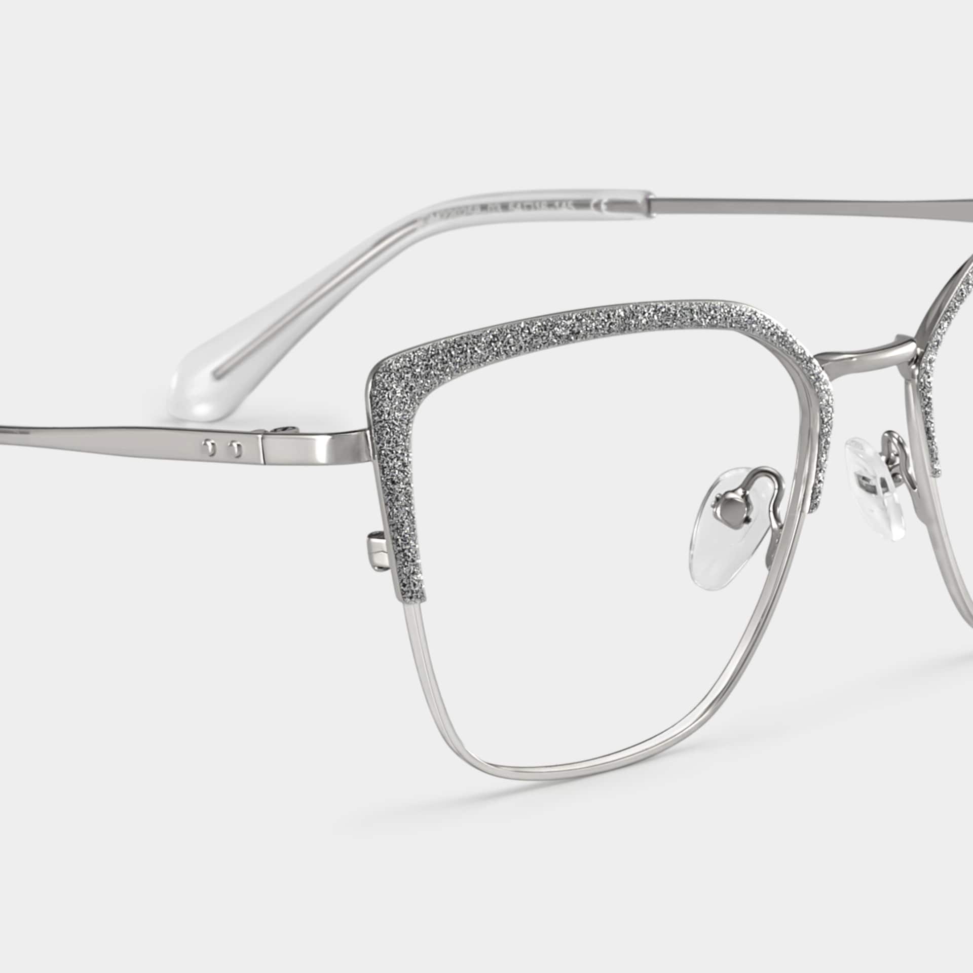 Javier silver rectangle glasses Online | ZEELOOL4