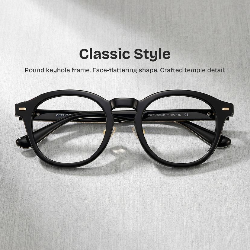 Frances Black Round Glasses