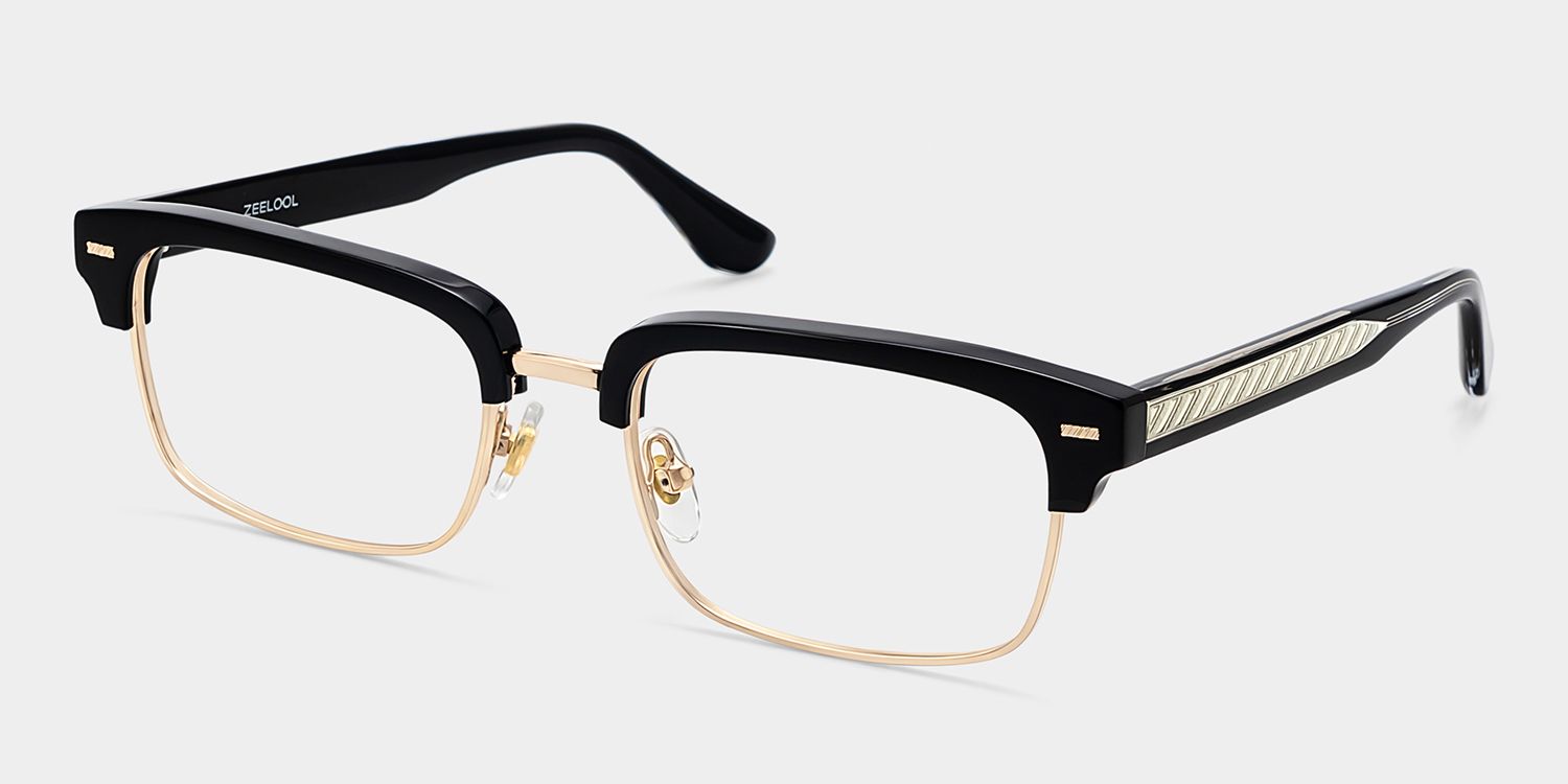 Eden Rectangle Black Frames Glasses in Rx Option | ZEELOOL3