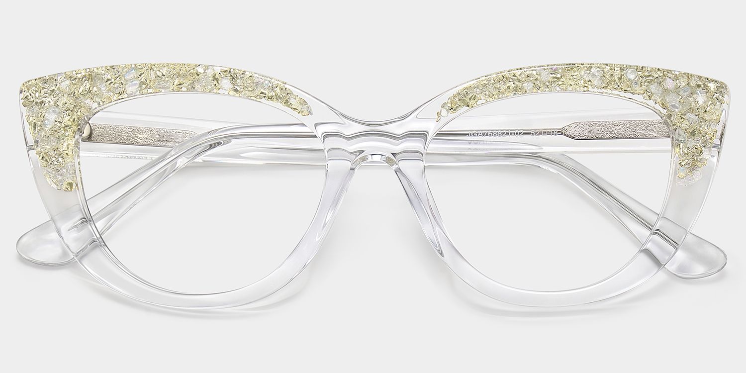 Elora Cat-eye Clear Glitter Glasses Frames Covere with Diamonds | ZEELOOL3