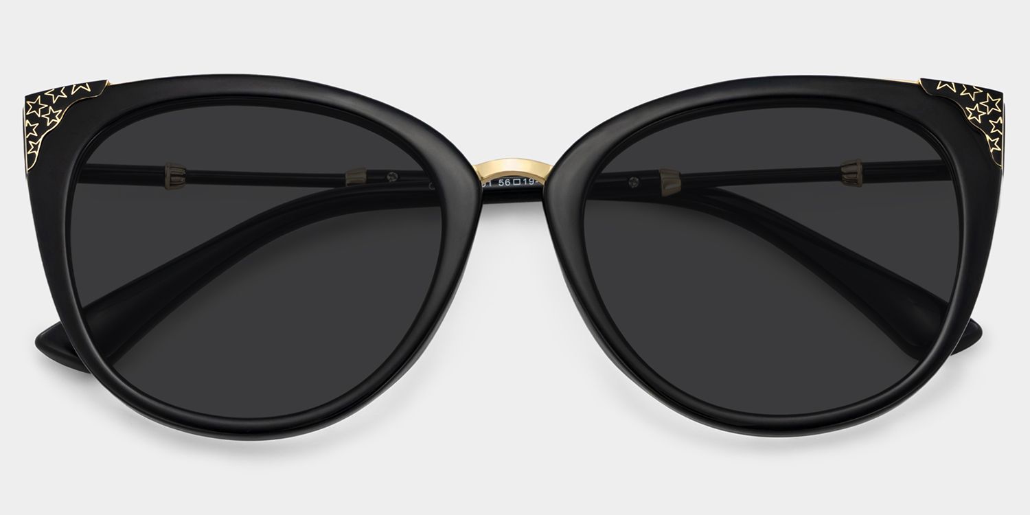 Dalton Cat Eye Black Sunglasses | Zeelool Glasses1