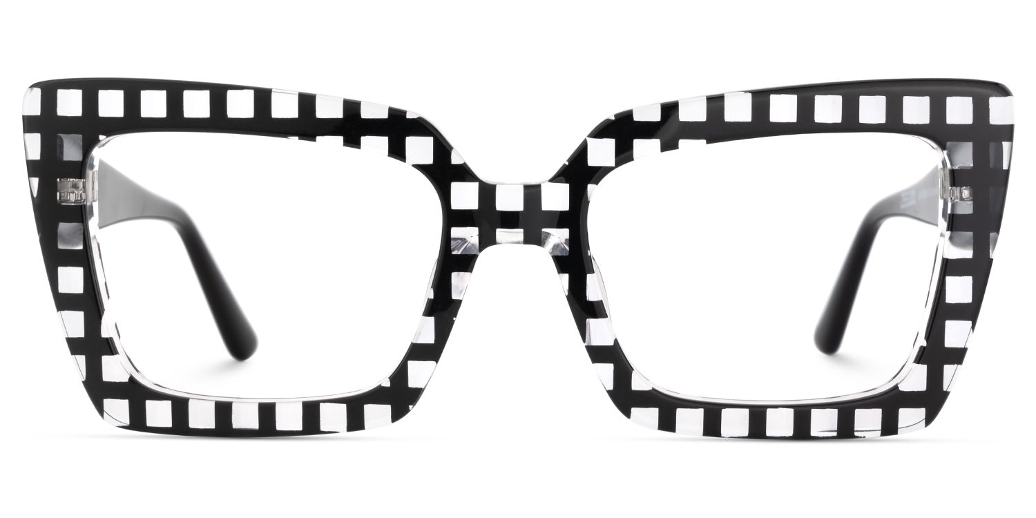 Tootie Eyeglasses in Butterfly Black Clear Checkered Frame | Zeelool1