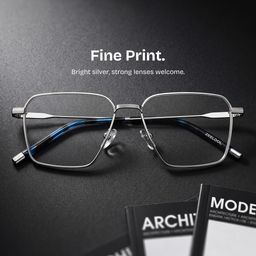 Ashley Silver Square Glasses0