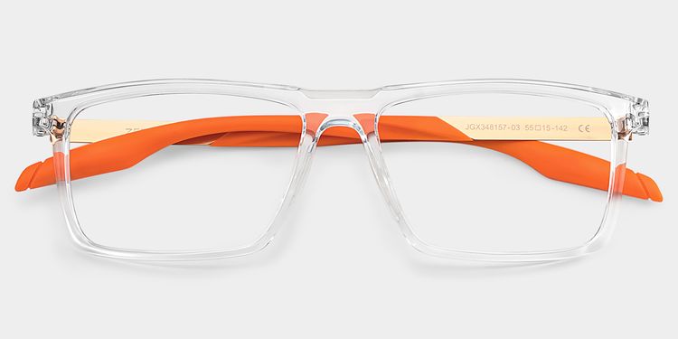 Active Rectangle Clear Orange Glasses