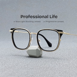 Cameron Square Black Gold Glasses0