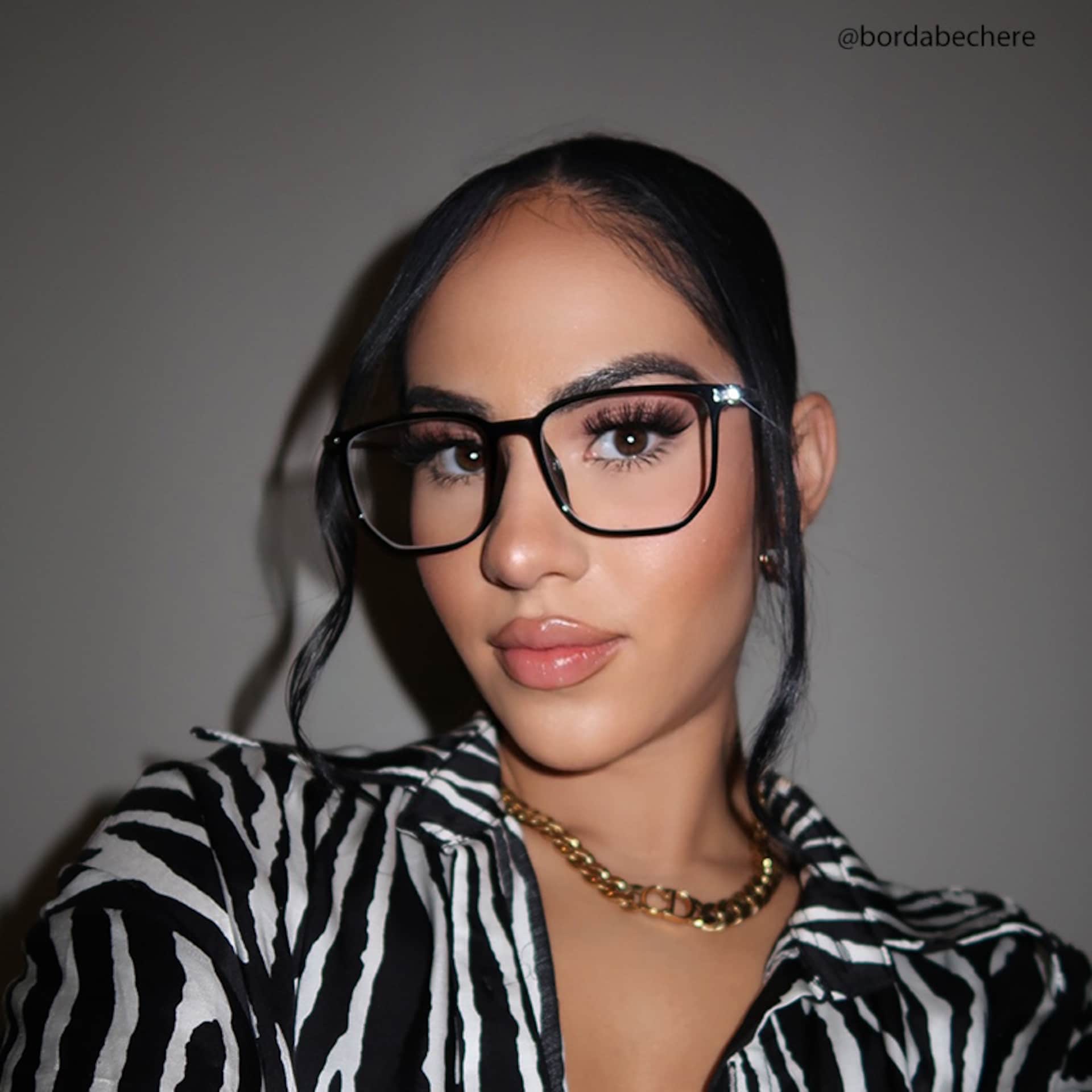 Fezell Square Black Eyeglasses and Thin Wide Frames10