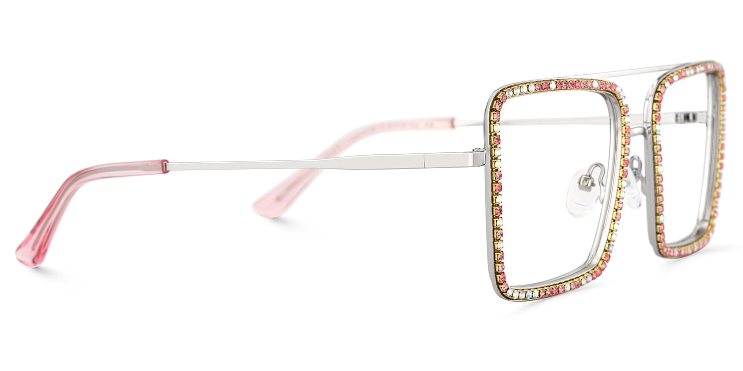 Diva Square Pink White Glasses4
