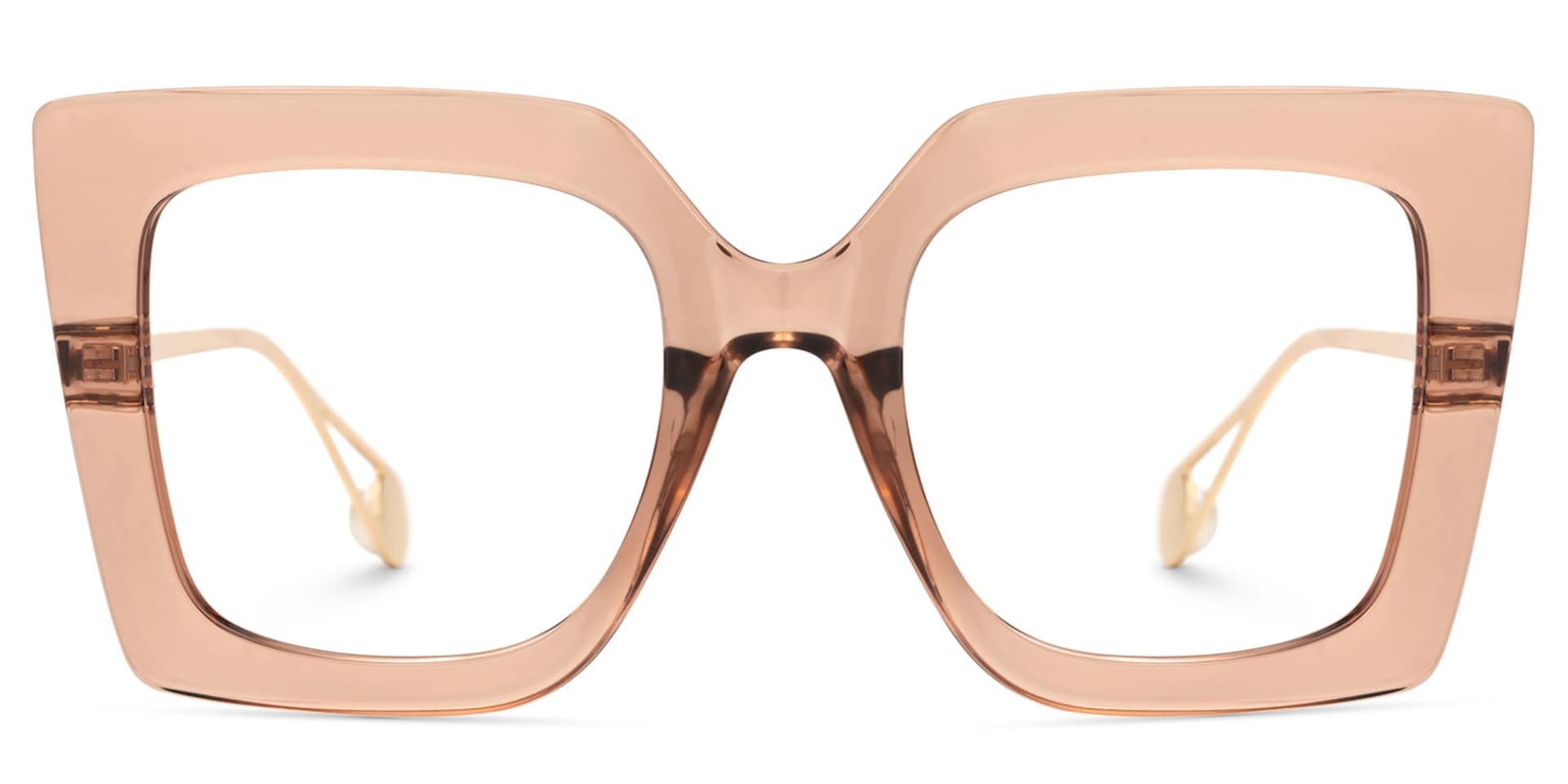 Qatar Square Champagne Eyeglasses and Thick Frames0