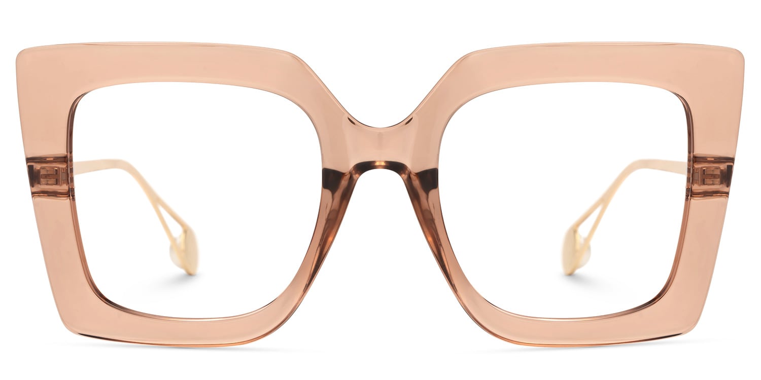 Qatar Square Champagne Eyeglasses and Thick Frames0