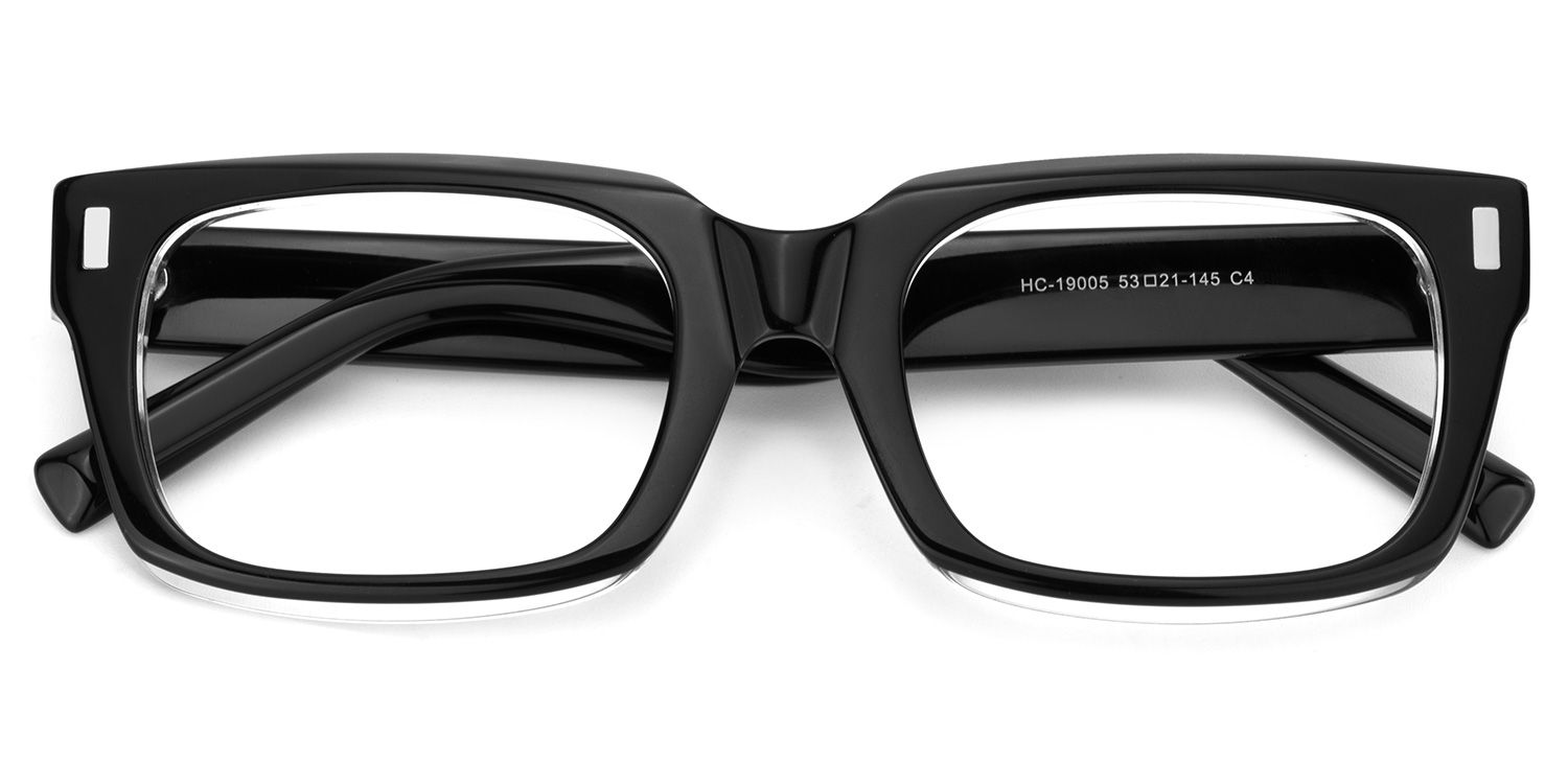 Designer Rectangular Glasses with Clear Rim of Black Frame2