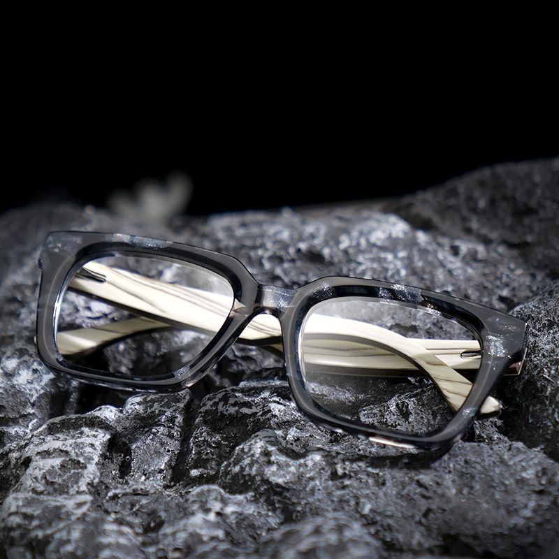 Cabdi Gray and Black Marble Glasses with Square Design5