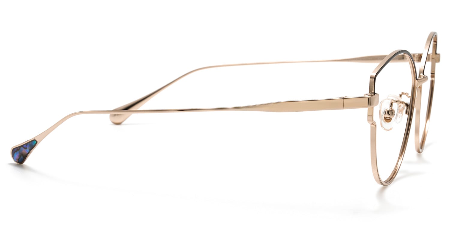 Semi Frame Gold Cat Eye Eyeglasses