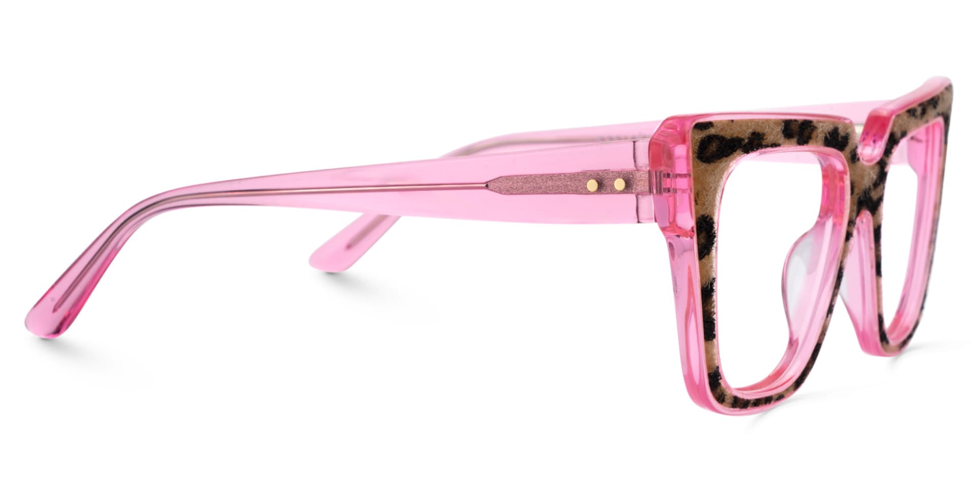 Leopard Print Cat Eye Glasses With Transparent Pink Temple4