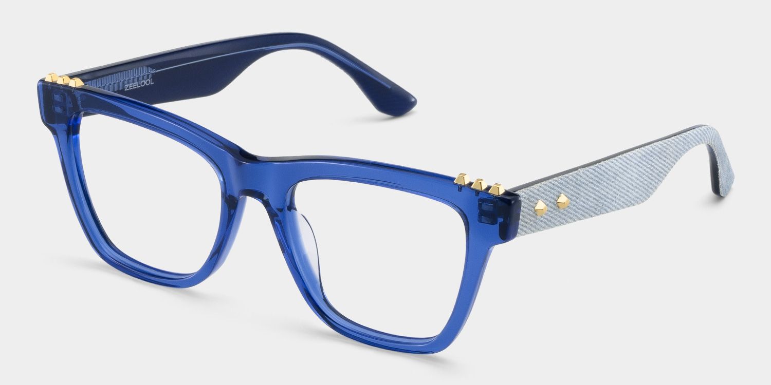 Soren Square Blue Frame Eyeglasses for Woman| ZEELOOL3