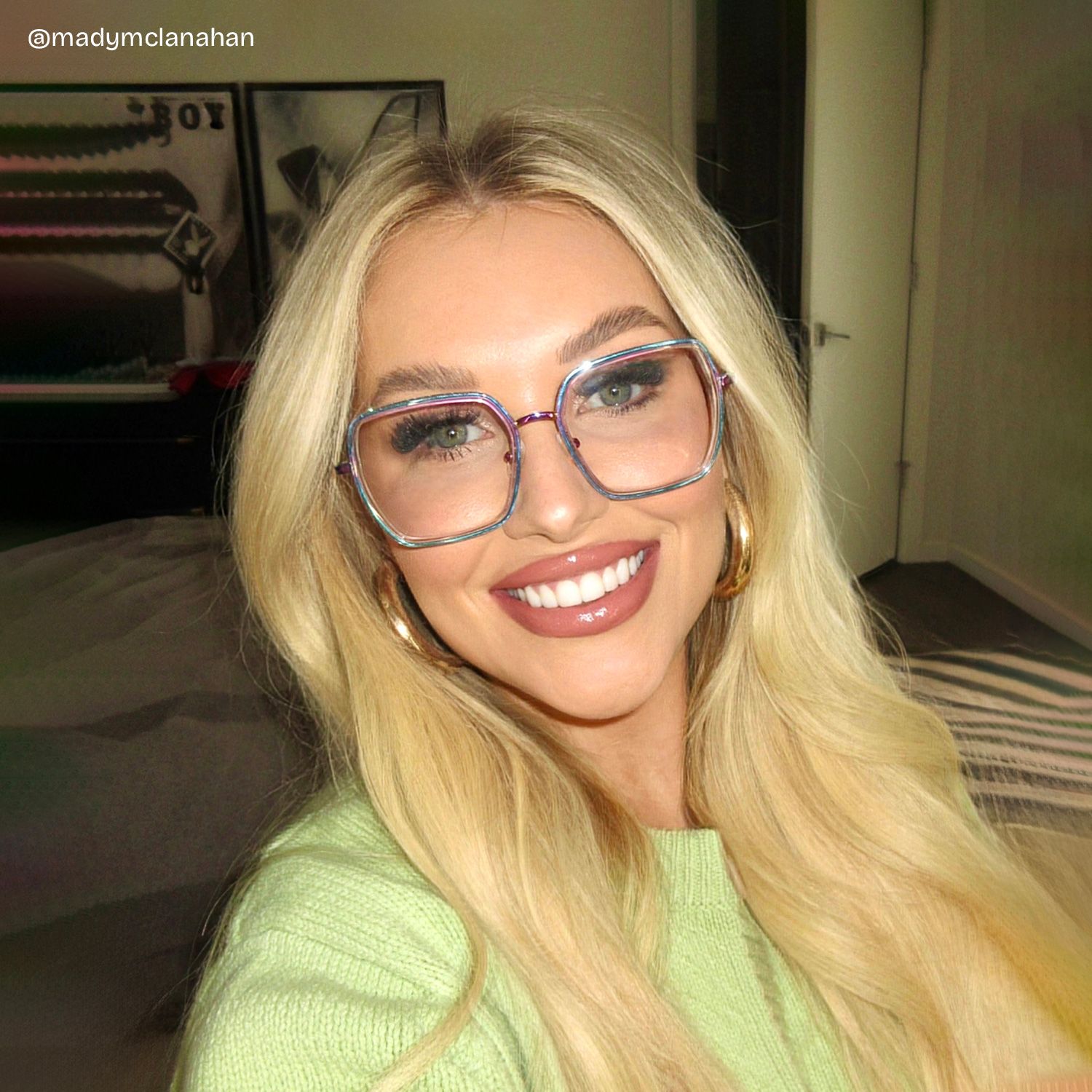 Square Iridescent Eyeglasses- Fiona Mixed Frame Glasses8