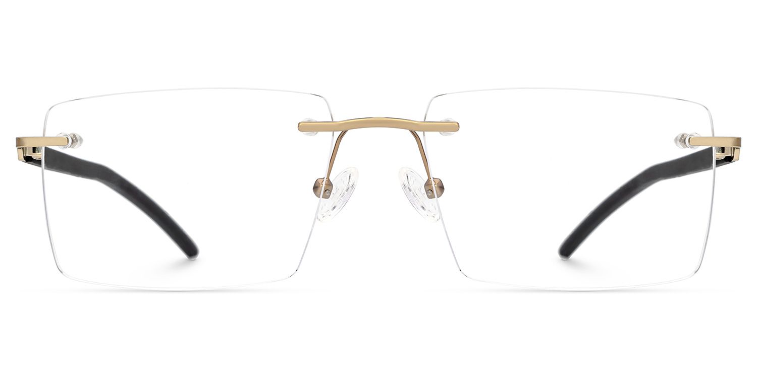 Halstead Rectangle Black Rimless Glasses | Zeelool0