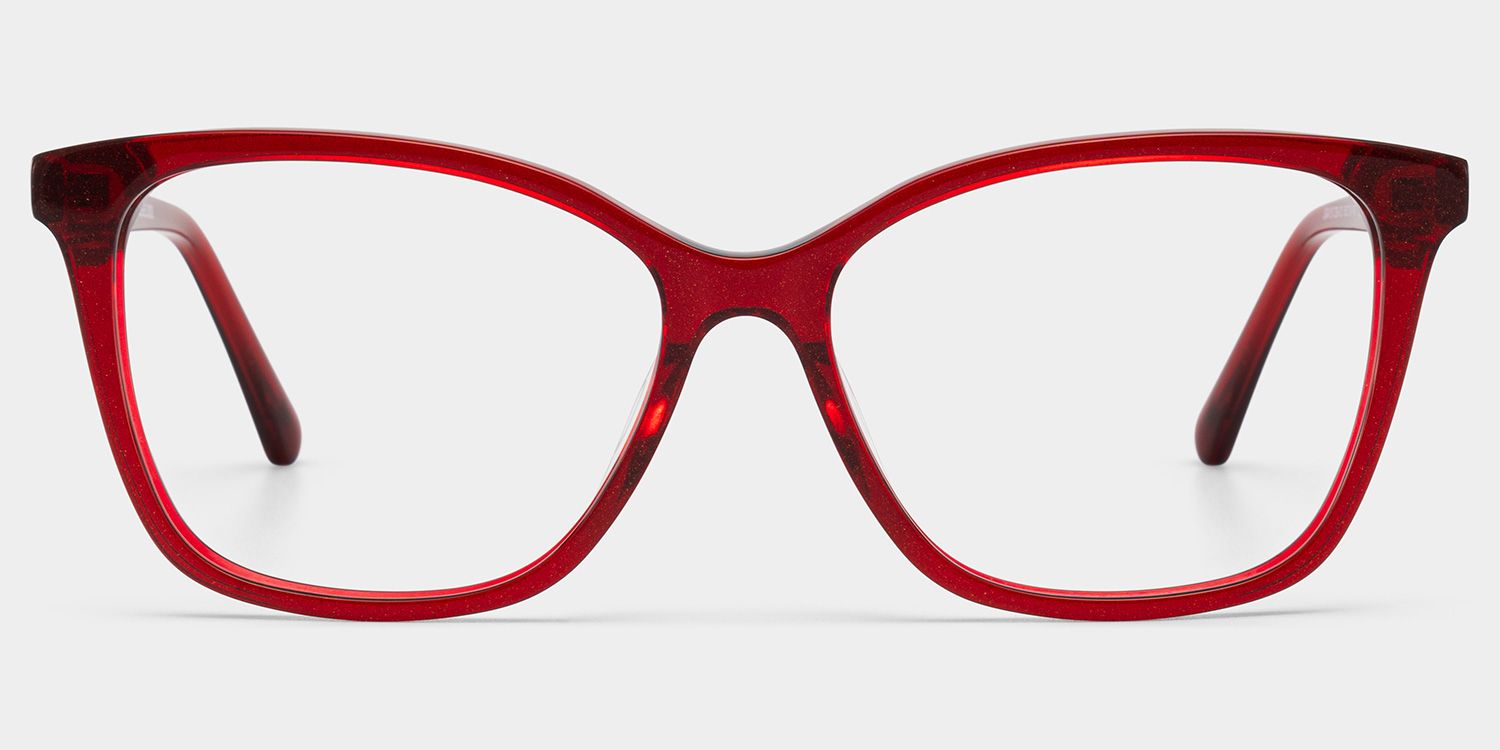 Finnian Red Square Glasses Frames with Black Glitter Fabric | ZEELOOL1