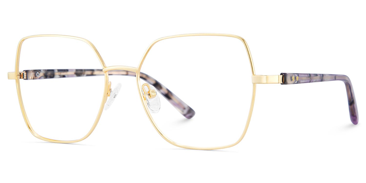 Billie Golden Geometric Prescription Glasses | Zeelool2