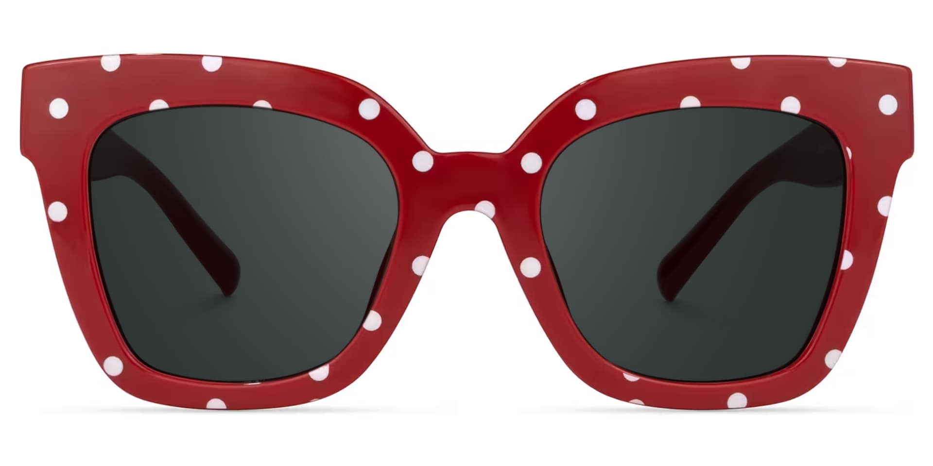 Malcolm Square Red Polka Dot Frame Sunglasses | Zeelool0
