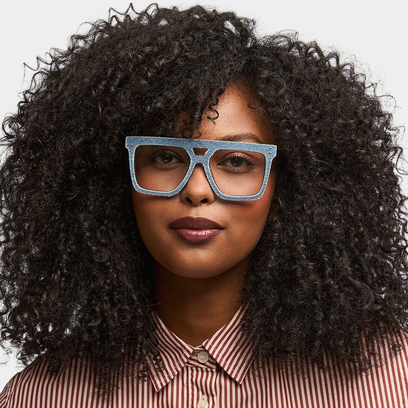 Rubin Denim Blue Square Glasses