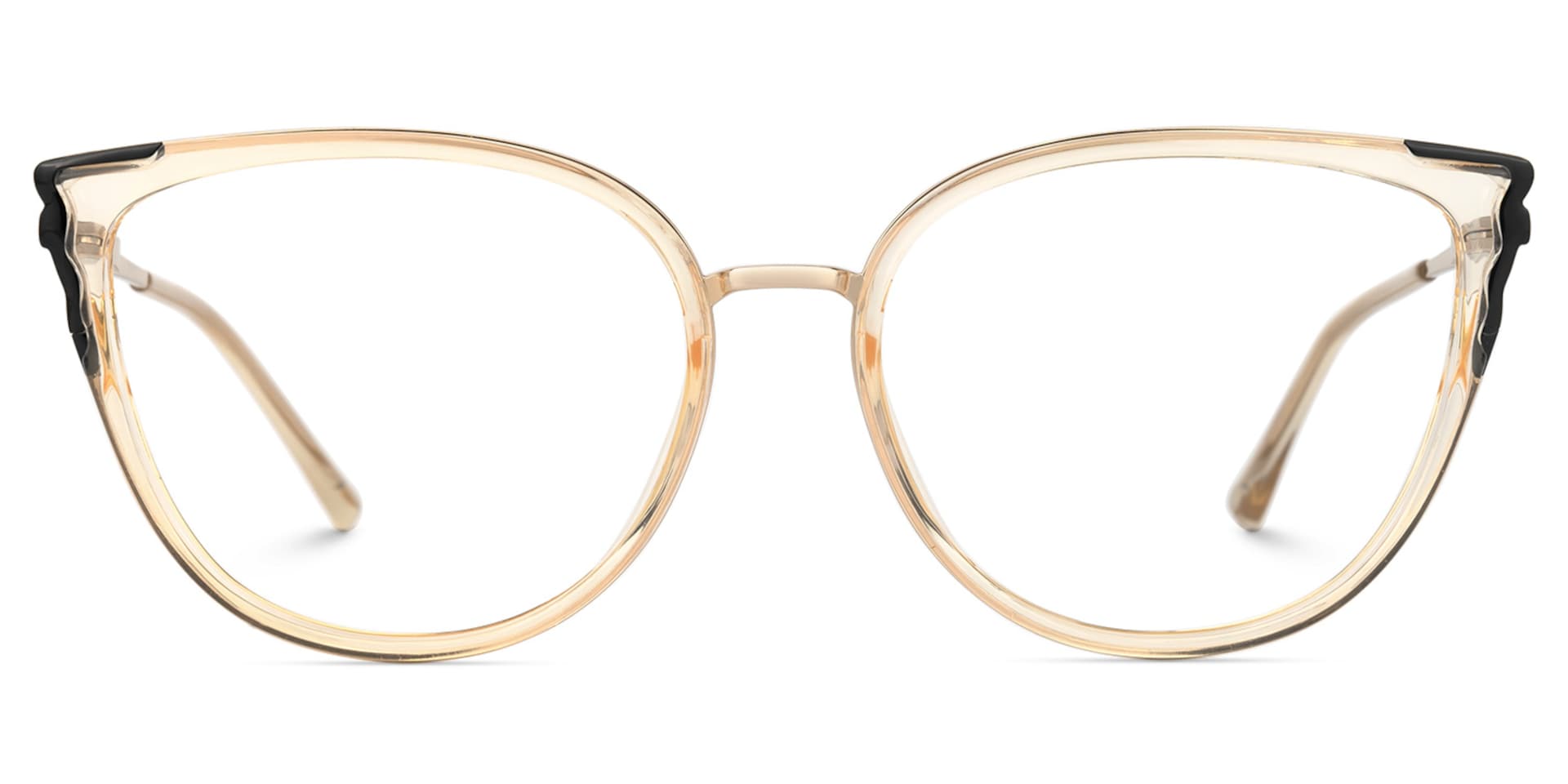 Estrada Cateye Champagne Eyeglasses with Mixed Materials -Zeelool0
