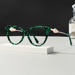 Sherrie Cateye Green Floral Glasses0