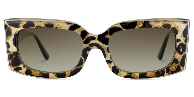 Orduno Rectangle Brown Leopard Sunglasses