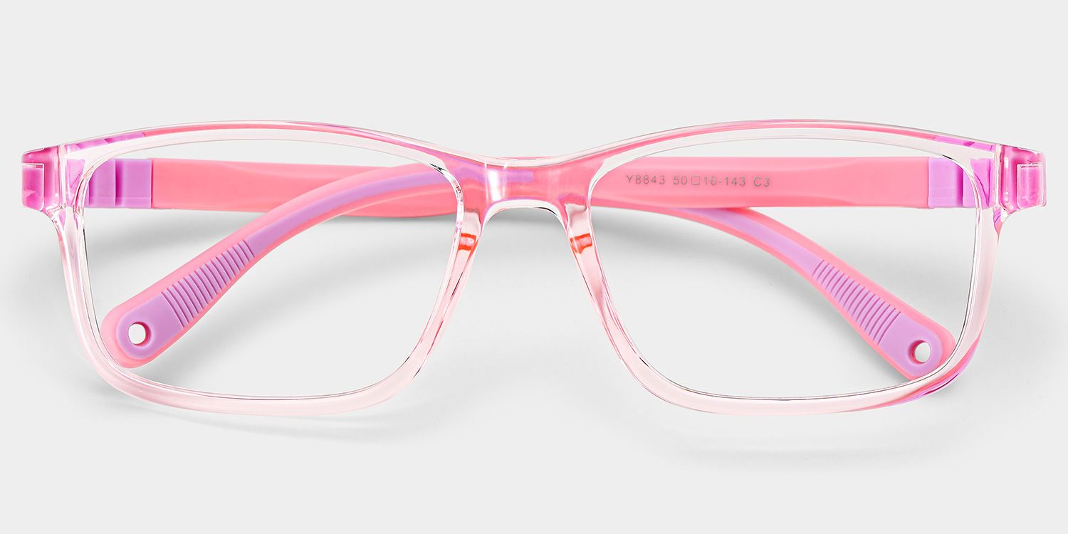 Clay Rectangle Pink Frame Eyeglasses for Teens0