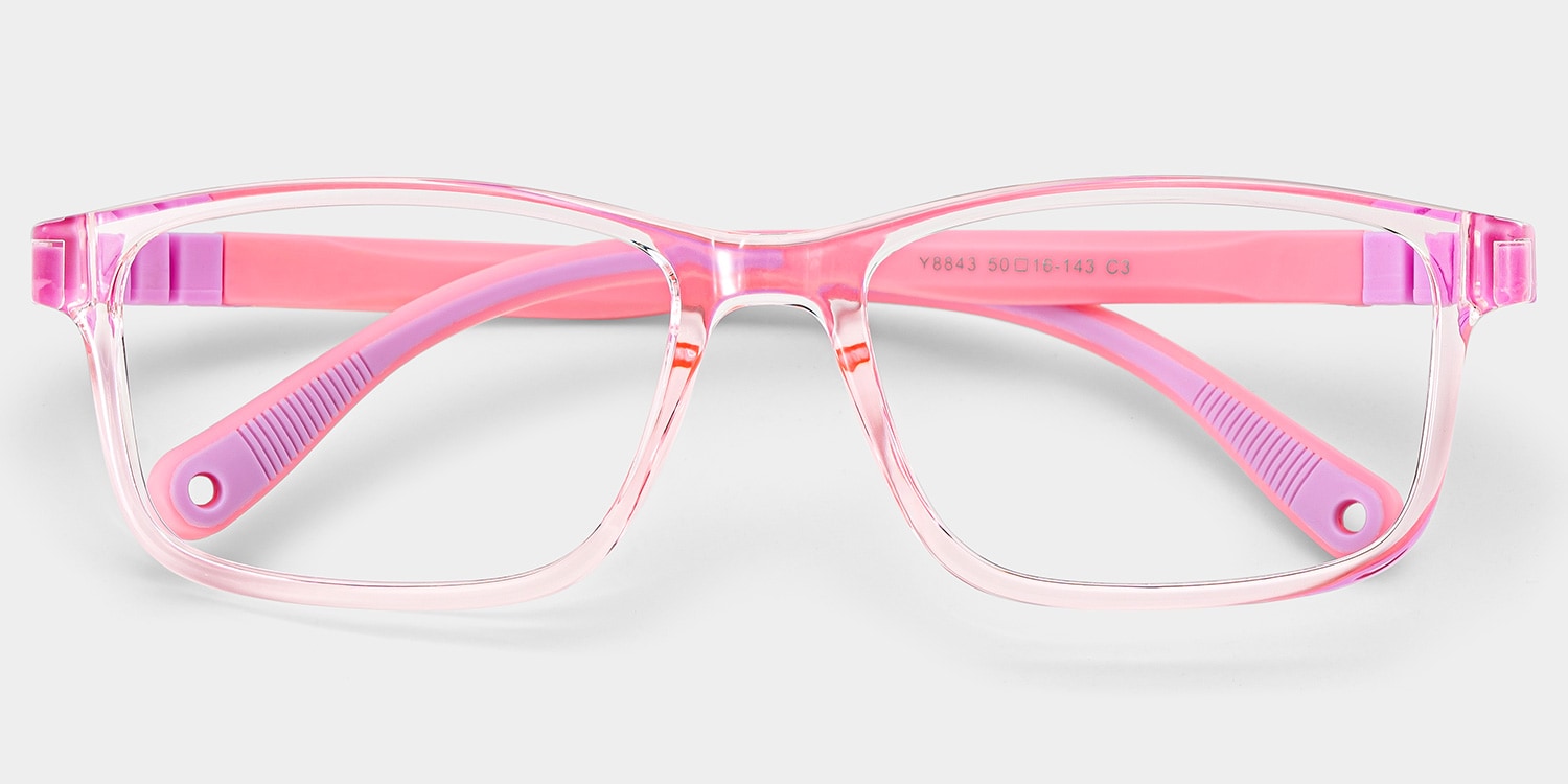 Clay Rectangle Pink Glasses