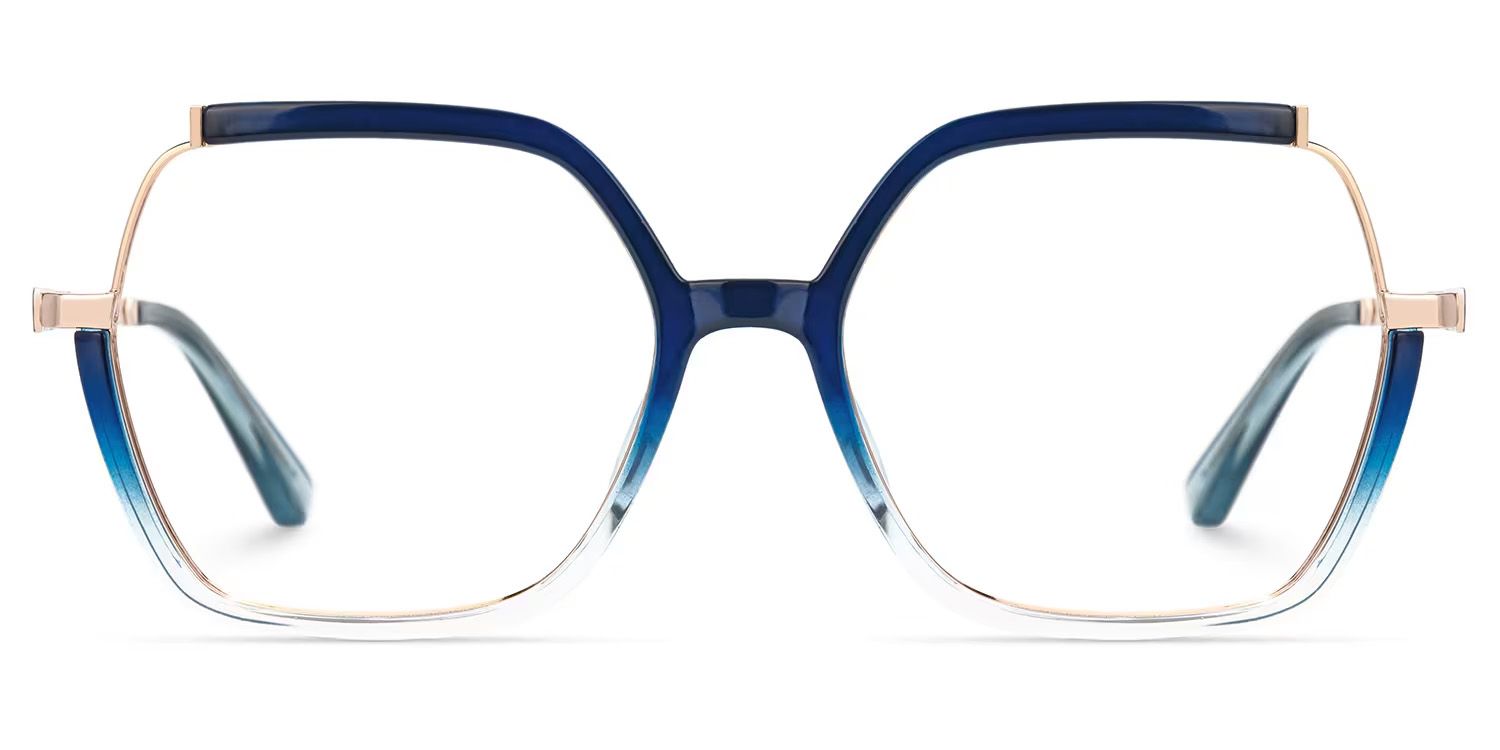 Alexia Mixed-Materials Square Blue Frame Glasses | Zeelool2