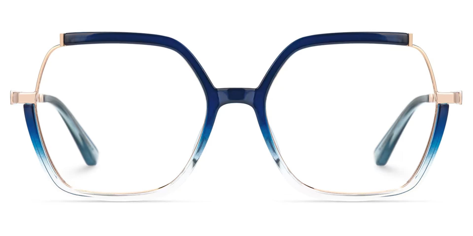 Alexia Mixed-Materials Square Blue Frame Glasses | Zeelool2