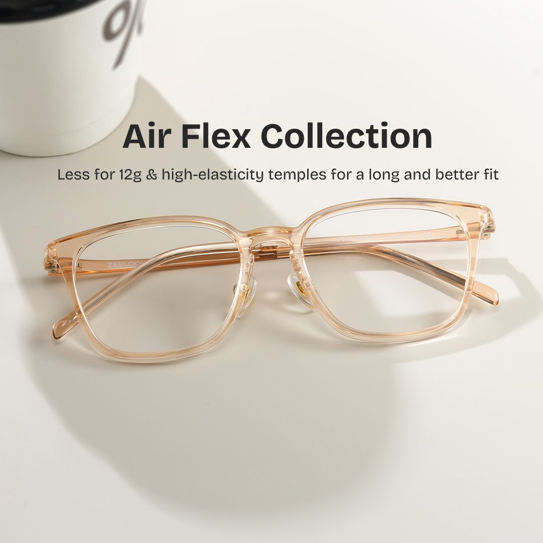 Lily Rectangular Round Glasses in Light Yellow Frame | ZEELOOL