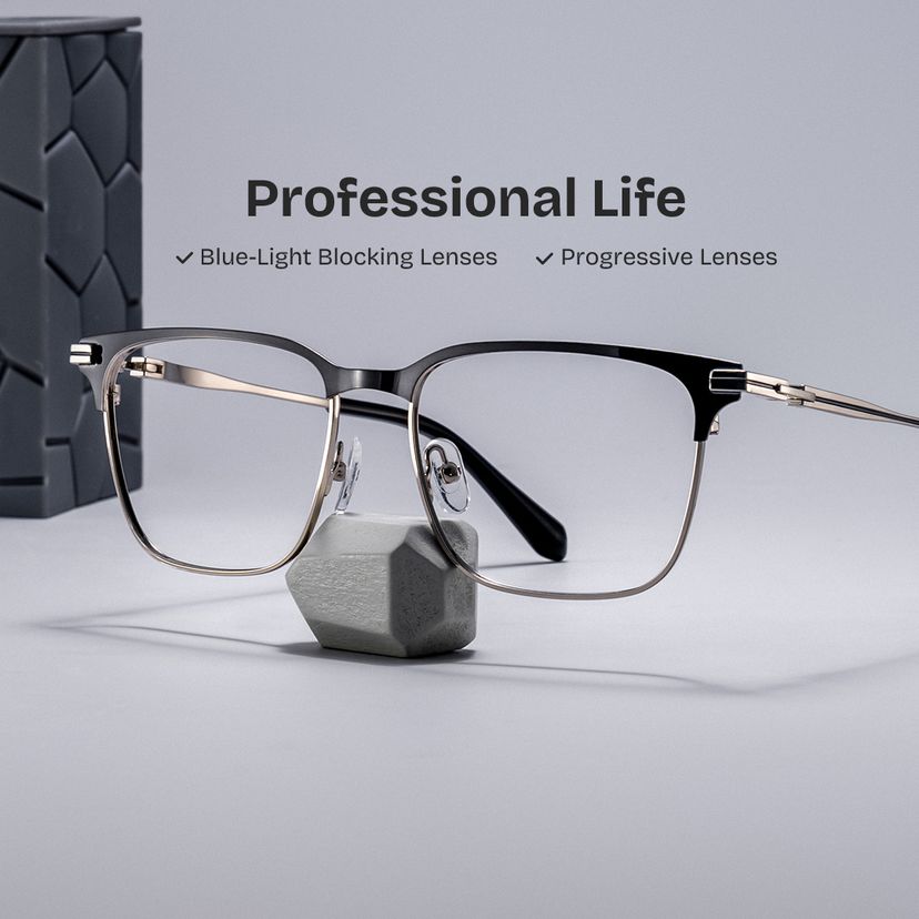 Marshall Grey Silver Browline Glasses