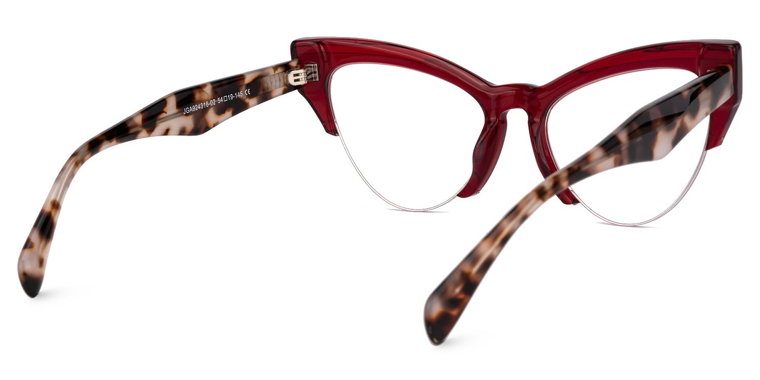 Castealia Red Eyeglasses with Cateye Shape | Zeelool Optical3