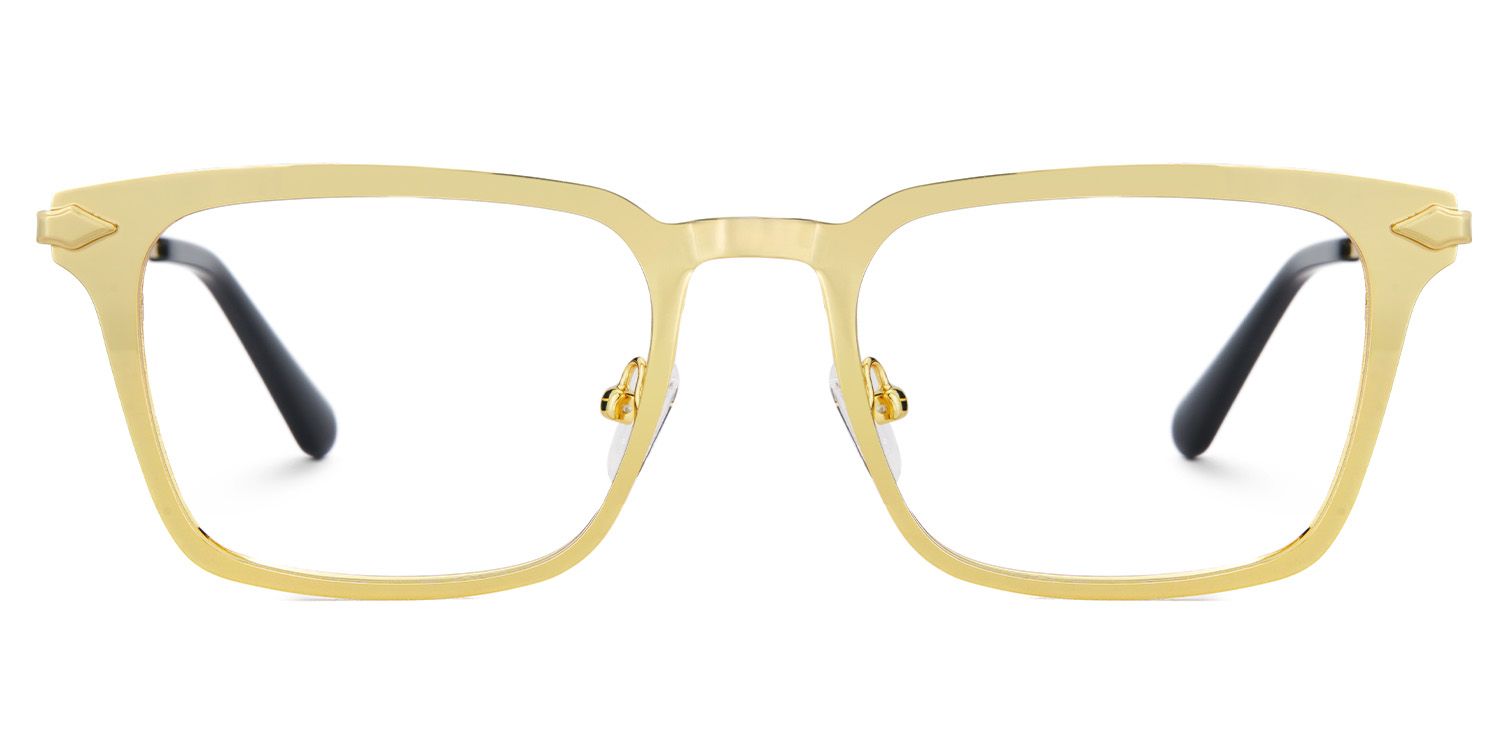 Gold Metal Frame Glasses With a Rectangle Shape1